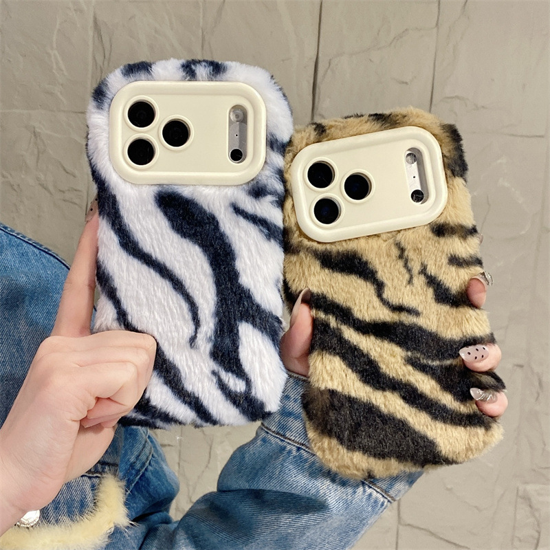 Phone Cases Iphone 13 - Luxuriöse Zebra-Muster Flauschige Plüsch-Handyhülle für iPhone
