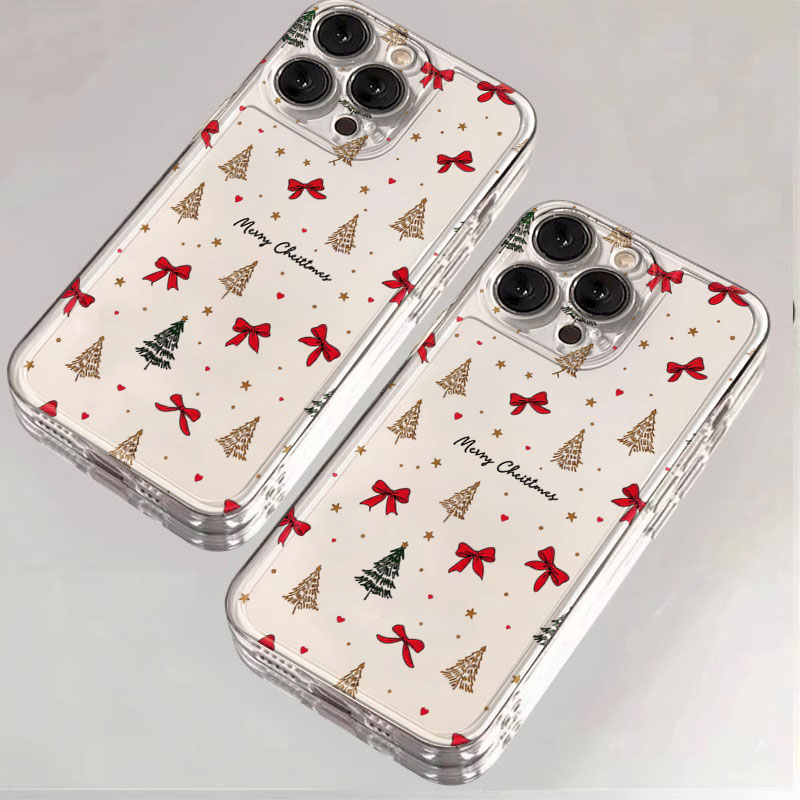 Phone Cases Xr Iphone - Rote Schleife Weihnachten Transparente Stoßfeste Handyhülle