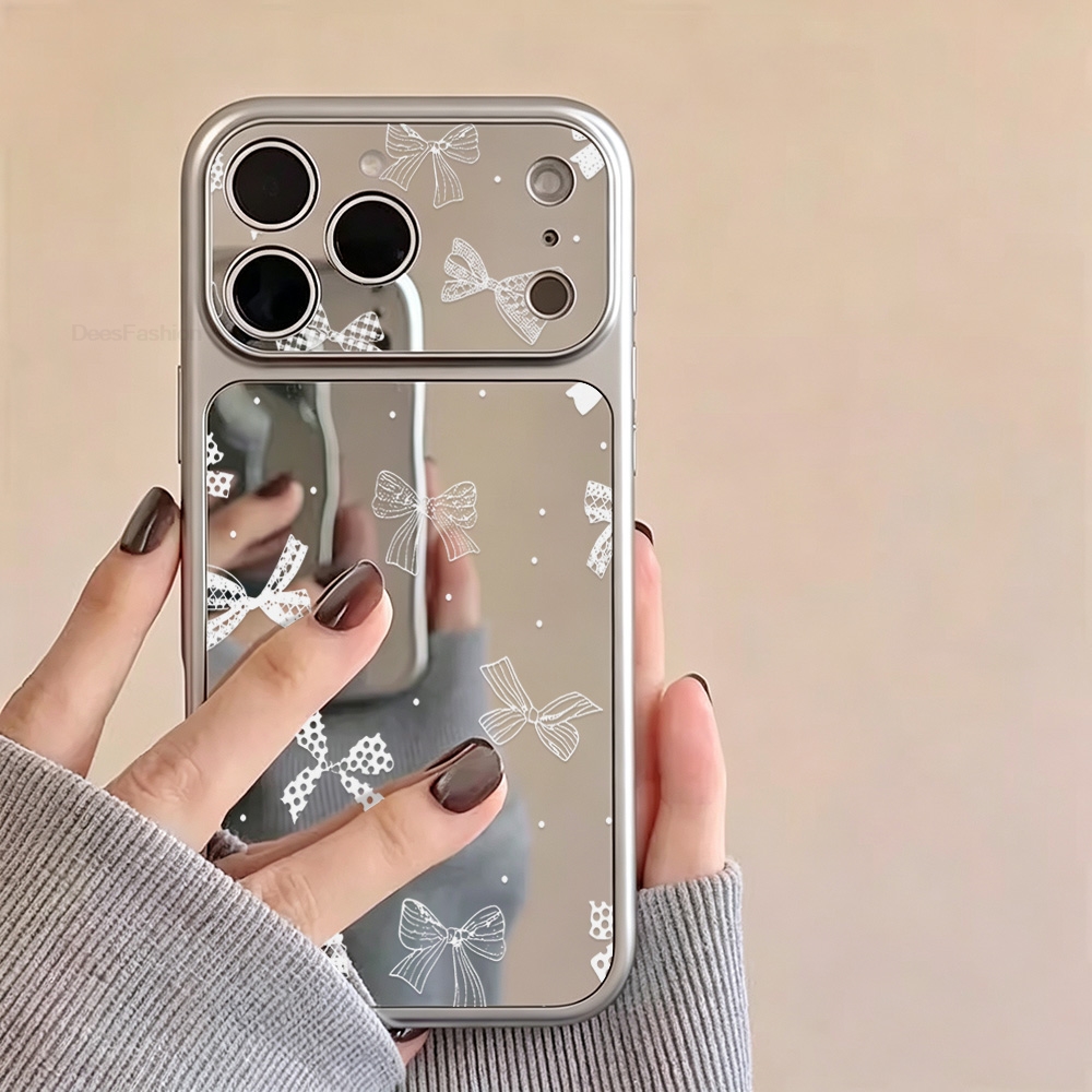 Phone Cases Iphone 13 - Elegante weiße Schleifen-Spiegel-Handyhülle mit großem Fenster